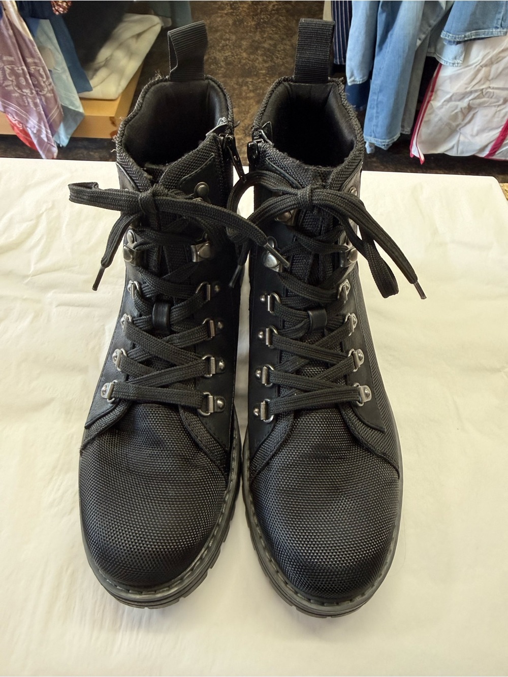 Cliffs by White Mountain Black Lace Up Combat Hiker Boots 9.5 M